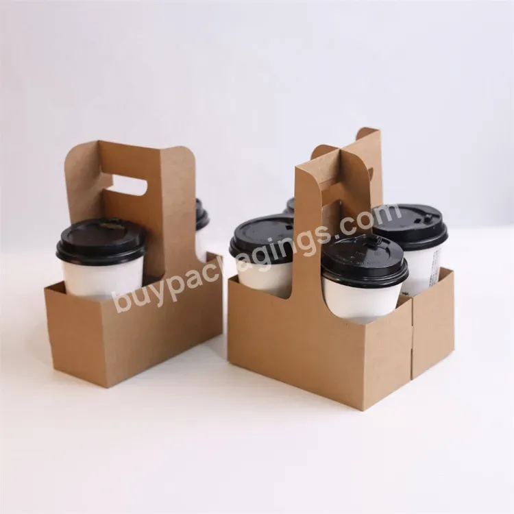 Sim-party Fast Delivery Firm Design Kraft Paper 2/4/6 Coffee Juice Tea Take Away Cup Holder Trays