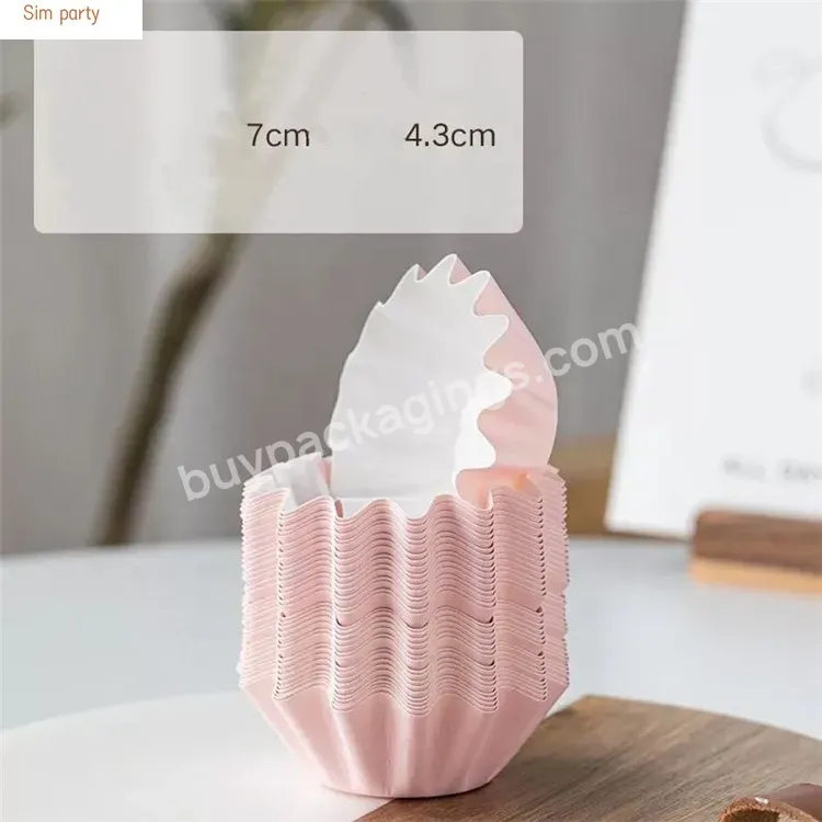 Sim-party Fast Delivery Food Grade Cake Baking Molds Blue Wavy Hard Pet Ot Sticky Cake Baking Paper Cup