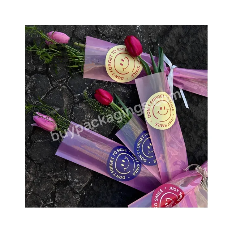 Sim-party Gradient Waterproof Wrapper Opp Single Rose Bags Transparent Flower Bouquet Packaging Gift Bag