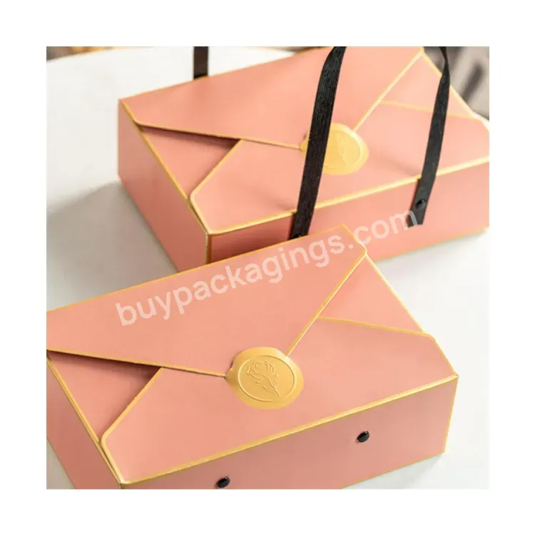Sim-party Handle Paper Pink Food Gift Orange Envelope 6 Egg Yolk Puff Boxes Moon Cake Box Supplier