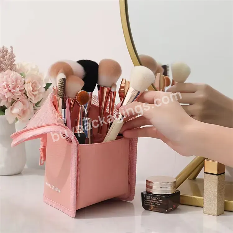 Sim-party Handy Checked Visible Polyester Zipper Makeup Tool Cosmetic Organizer Brush Holder - Buy Brush Holder,Makeup Tool Organizer,Cosmetic Bag Brush Holder.