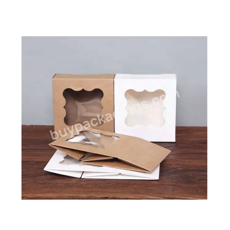 Sim-party Hot Sale Kraft White Paper 4 Cupcake Pop Up Bakery Box Donut Box Cake Box With Window