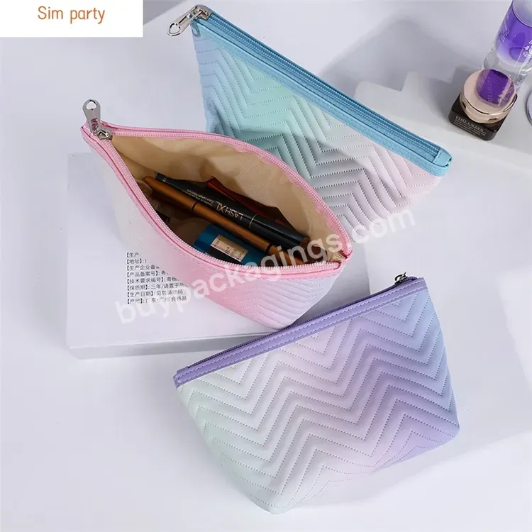 Sim-party Hot Sale Simple Pu Special Ramp Diamond Grain Bulk Wash Bag Custom Cosmetic Bag Travel - Buy Custom Cosmetic Bag Travel,Travel Bag Polo Classic Bag,Pu Gradient Makeup Pouch.