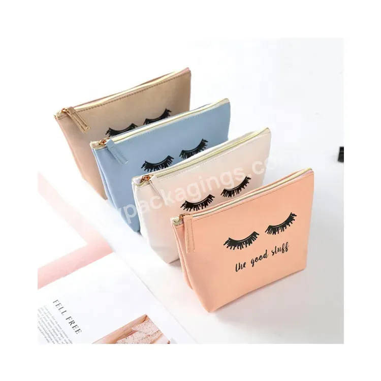 Sim-party Hot Sell Cartoon Creative Pu Beauty Makeup Retail Tote Cosmetic Bag With Letter Patches