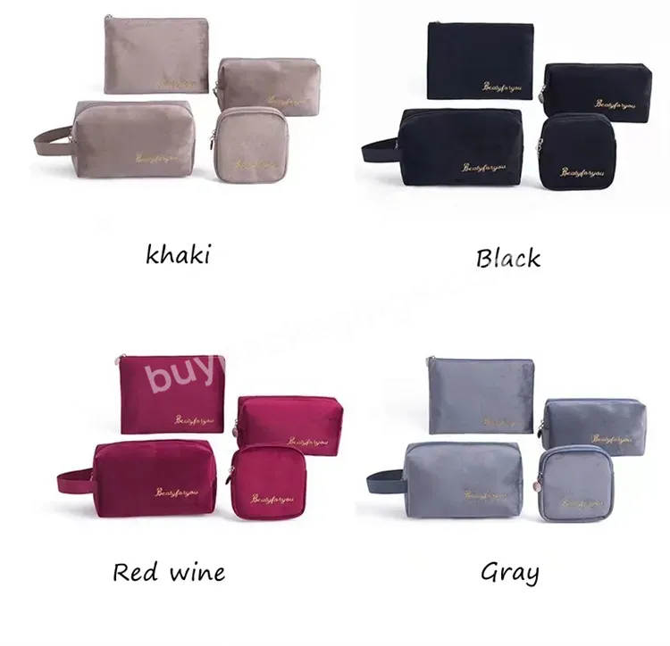 Sim-party Hot -sell Stylish Travel Train Multi Functional Waterproof Flake Velvet Fabric Makeup Case Cosmetic Bag