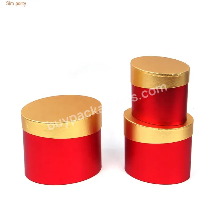 Sim-party Irregular Bouquet Oval Gold Rose 3pcs Bucket Box Set Flower Box Packaging Gift Box For Roses