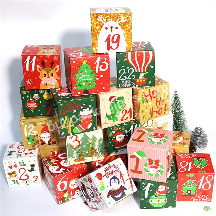 Sim-party Ivory 7*7*7cm Foldable Mystery Boxes Christmas Gift With Date Advent Calendar Box 24 Days