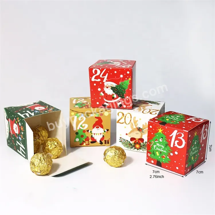 Sim-party Ivory 7*7*7cm Foldable Mystery Boxes Christmas Gift With Date Advent Calendar Box 24 Days