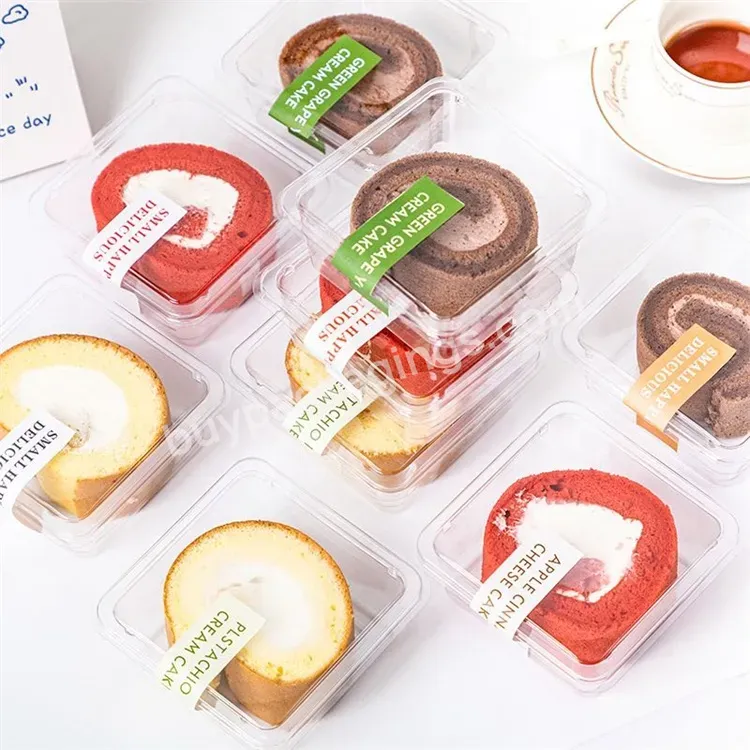 Sim-party Japanese Slice Dessert Packing Single Swiss Roll Package Square Clear Acetate Cake Box