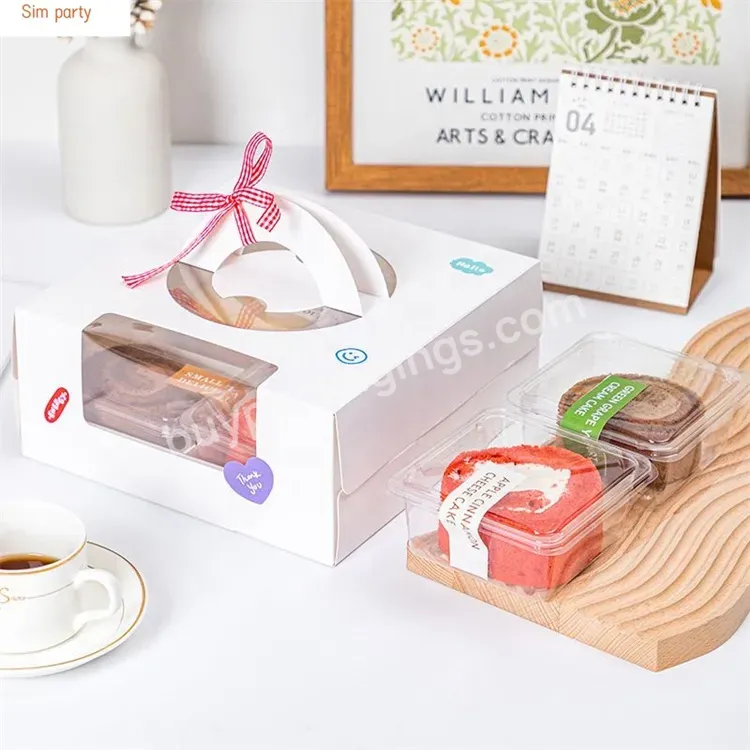 Sim-party Japanese Slice Dessert Packing Single Swiss Roll Package Square Clear Acetate Cake Box