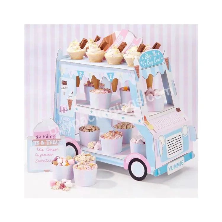 Sim-party Kids Party Two Layer Car Shape Mini Mousse Cupcake Desert Muffin Display Cake Stand