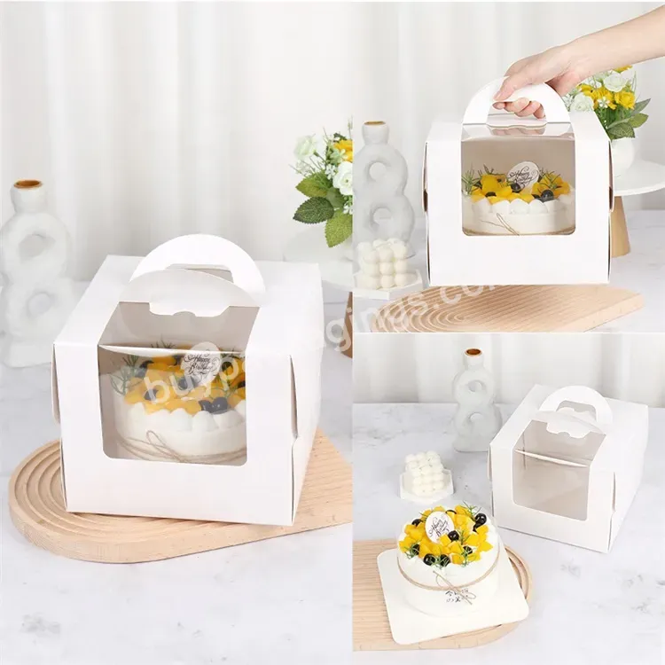 Sim-party Korean Handle Paper Wedding Cheesecake Window 3 4 6 8 Inch Mousse Boxes White Box Cake