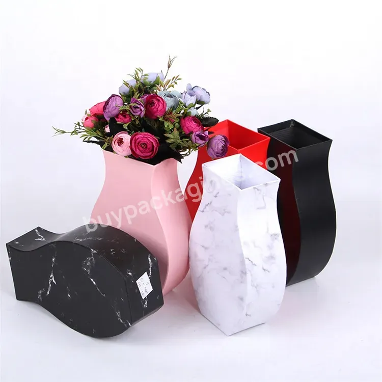 Sim-party Korean Stock Vase Shaped Marble Bouquet Basket Preserved Rose Flower Head Box For Decoration