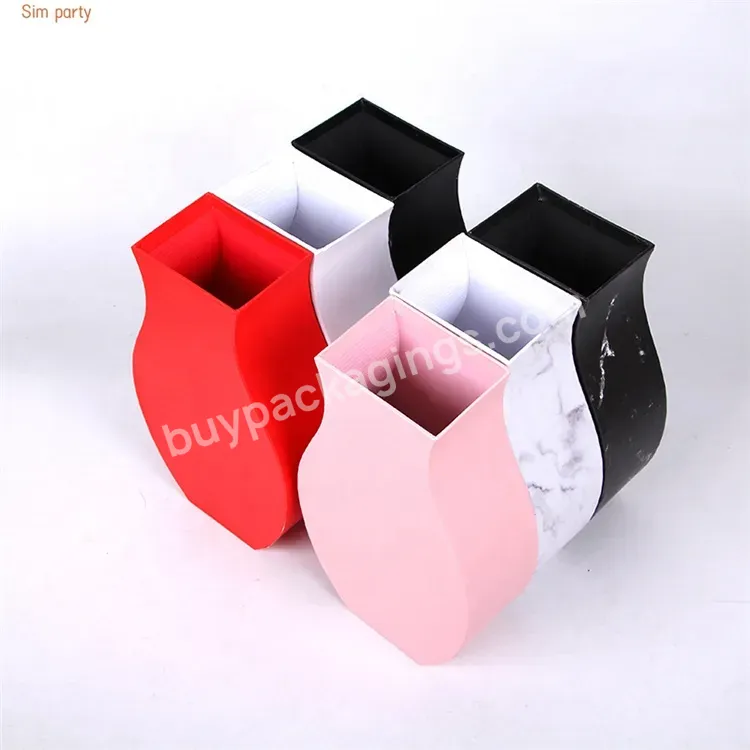 Sim-party Korean Stock Vase Shaped Marble Bouquet Basket Preserved Rose Flower Head Box For Decoration