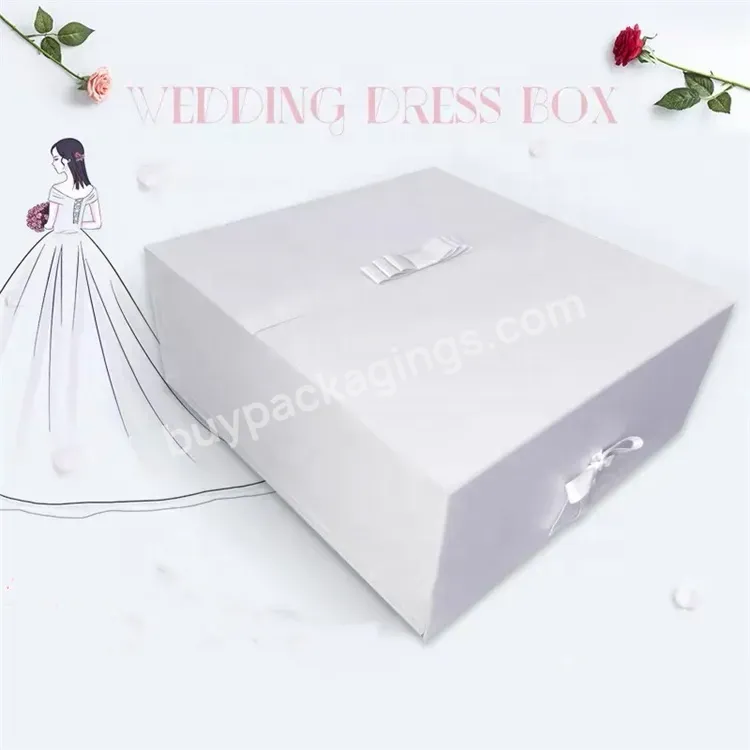Sim-party Large 20*19*8 Inch Wedding Dress Leather Duffel Bag Luxury Ribbon Cardboard Boxes With Magnetic