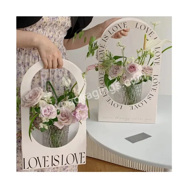 Sim-party Love Floral Handle Mother's Day Rose Boxes Design Paper Luxury Flower Gift Packaging Box