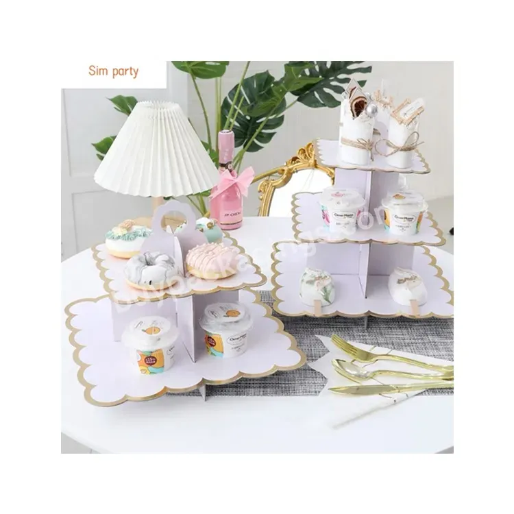 Sim-party Luxury 2 3 Tier Desert Mousse Drink Birthday Party Decoration Cake Stands For Wedding Cakes