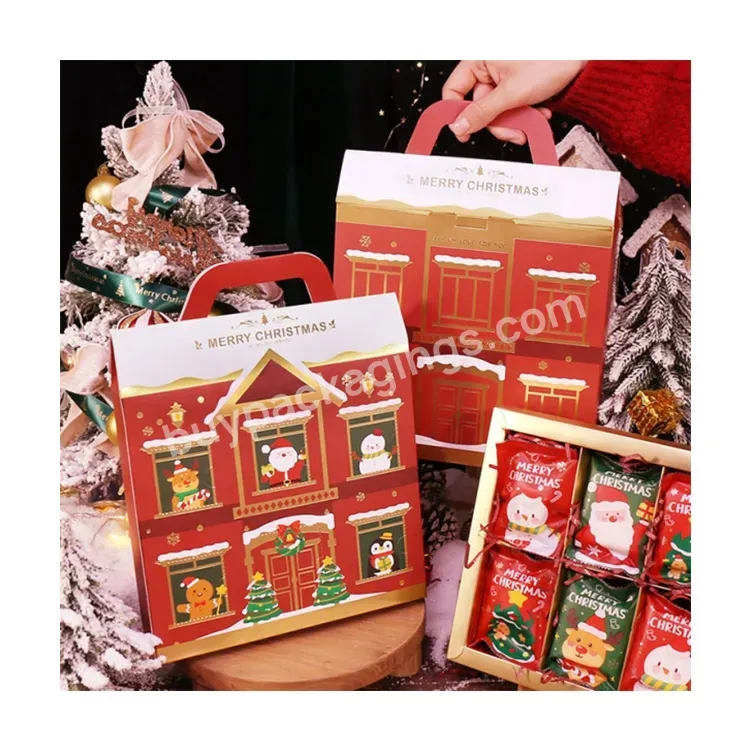 Sim-party Luxury 6 Biscuit Storage Handle Nougat Paper Boxes Christmas Cookie Gift Box Packaging