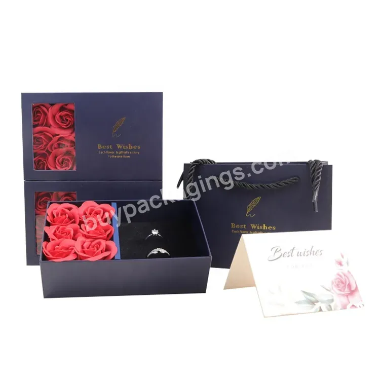 Sim-party Luxury Black Necklace Earring Perfume Lipstick Candle Hat Packaging 6 Rose Jewelry Gift Box