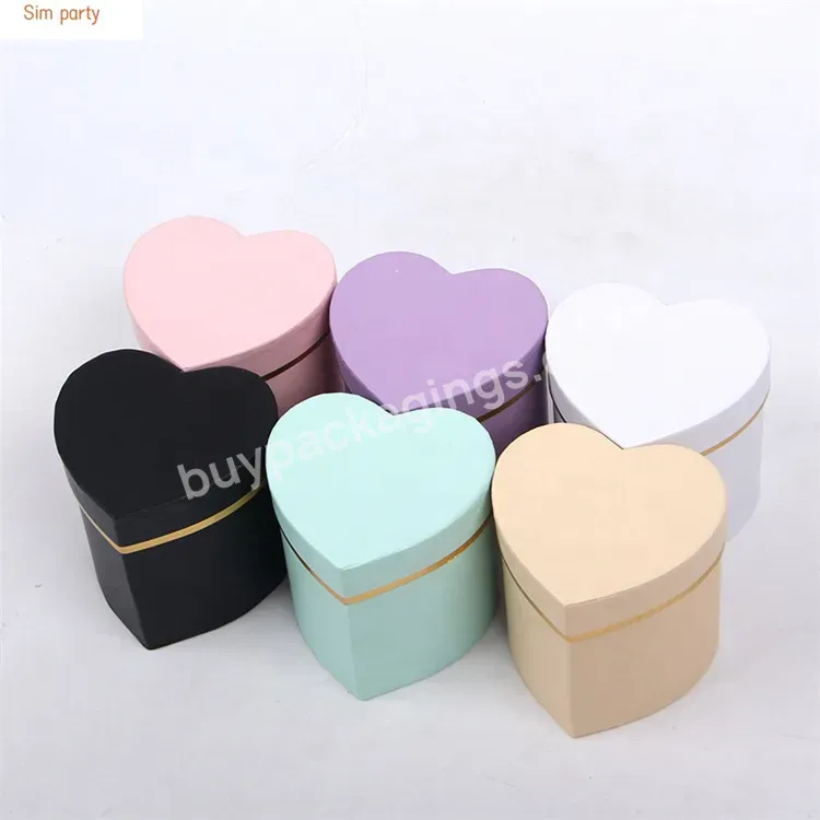 Sim-party Luxury Candy Chocolate Gold Edge Rose Boxes Cover Flower Gift Box Heart Design Stock Item