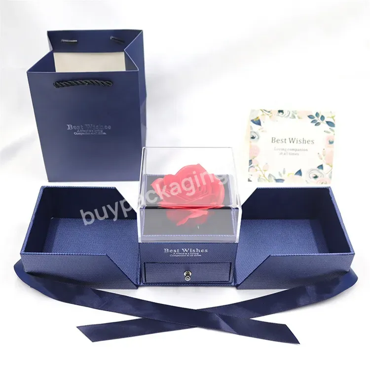 Sim-party Luxury Drawer Jewelry Packaging Wedding Valentine's Day Gift Box With Preserve Rose