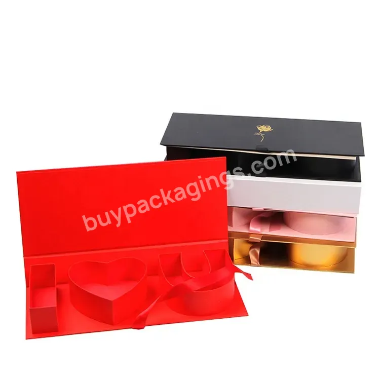 Sim-party Luxury Gold Stamping Chocolate Valentine Ribbon Rose Gift Boxes I Love You Box Flower Blank