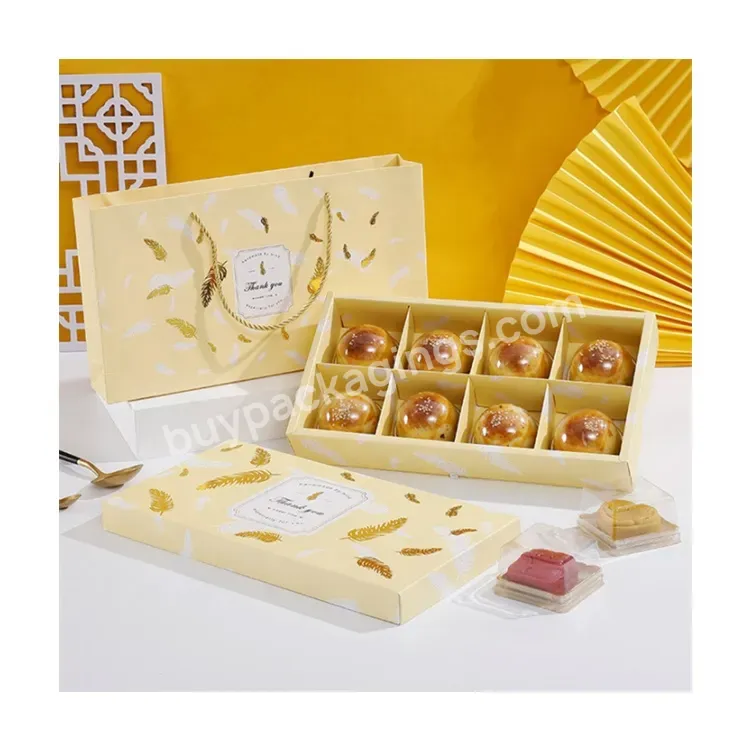 Sim-party Luxury Gold Stamping Mooncake Bag Lid 80g Egg-yolk Puff Gift Boxes 8 Paper Moon Cake Box