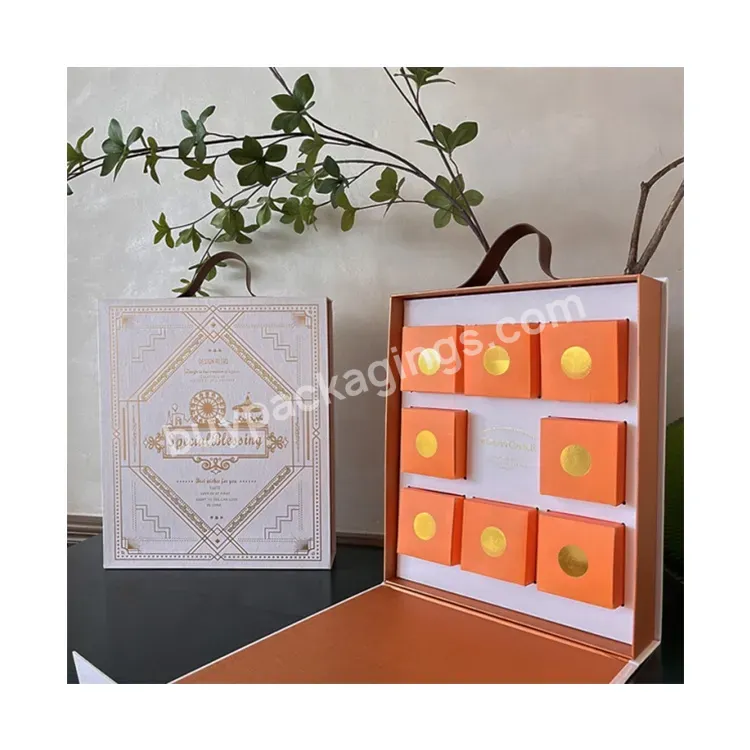 Sim-party Luxury Hard Mid-autumn Food Handle Paper 6 8 Moon Cake Gift Boxes Mooncake Partition Box