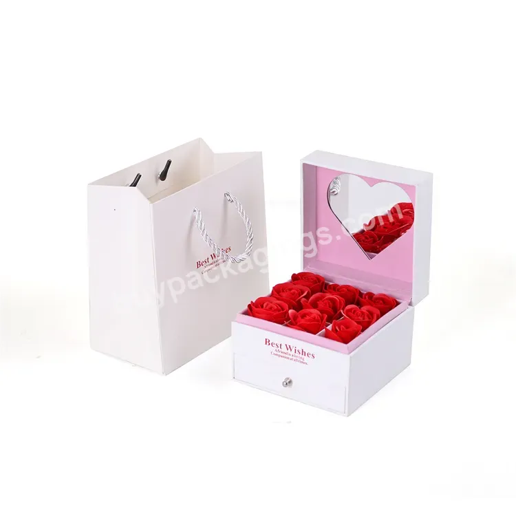 Sim-party Luxury Hinged Necklace Lipstick Gift Box 2 Layer Rose Mirrored Jewelry Box With Drawers