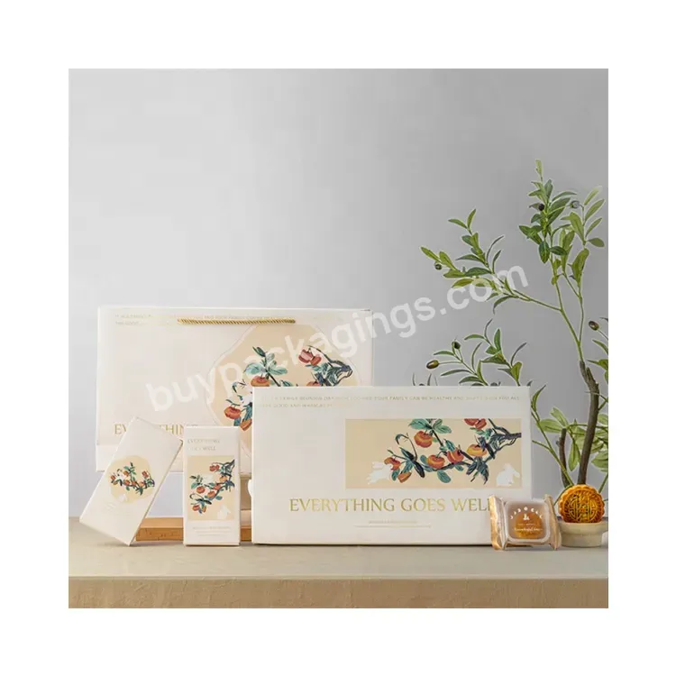 Sim-party Luxury Pastry Bag Set 6 8 Egg Yolk Puff Persimmon Boxes Biscuit Moon Cake Printing Paper Box