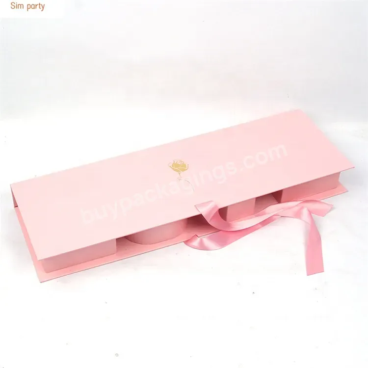 Sim-party Luxury Pink Mom Bouquet Ribbon Rose Boxes Flower Packaging Gift Box I Love You Design