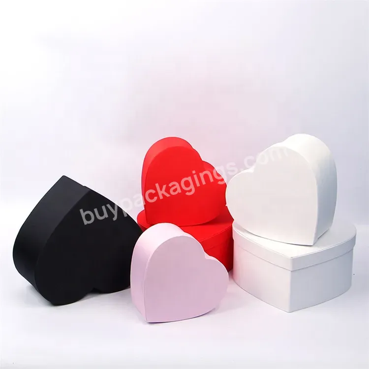 Sim-party Luxury Pure Color Heart Shaped Rose 3 Boxes Flower Bouquet Packaging Gift Box Wholesale 2023