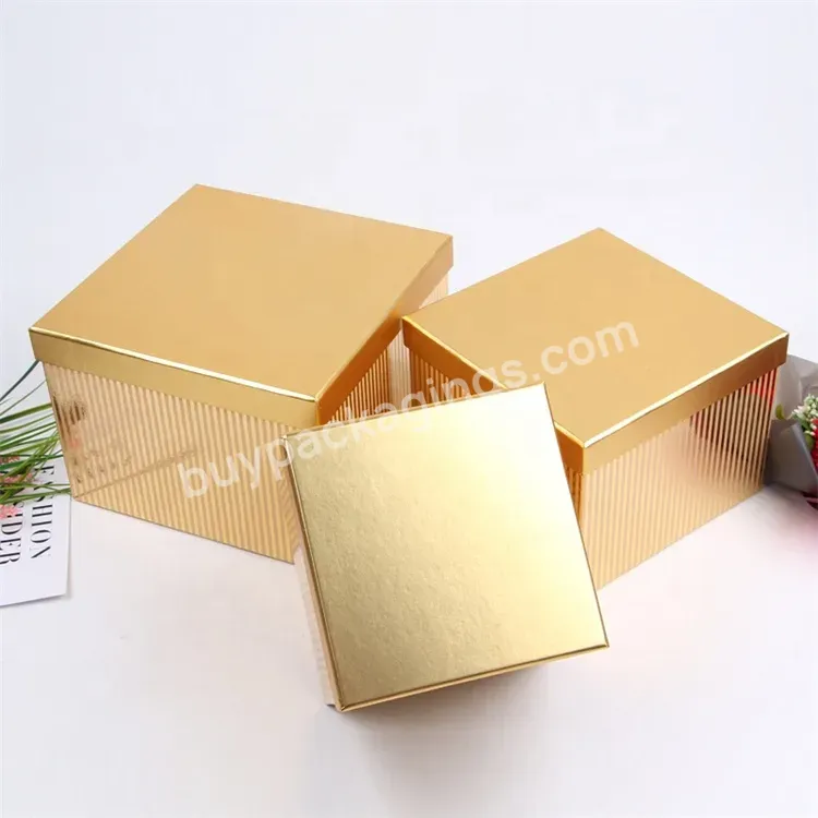 Sim-party Luxury Square Rose Gold Silver Candy Cookie 3 Pcs Box Set Gift Boxes For Flowers And Chocolates
