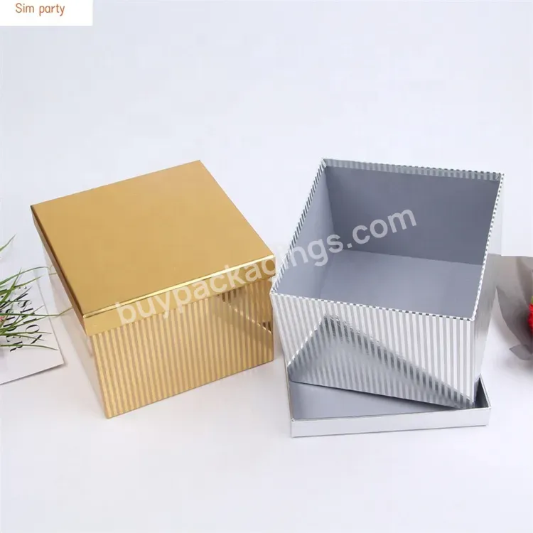 Sim-party Luxury Square Rose Gold Silver Candy Cookie 3 Pcs Box Set Gift Boxes For Flowers And Chocolates