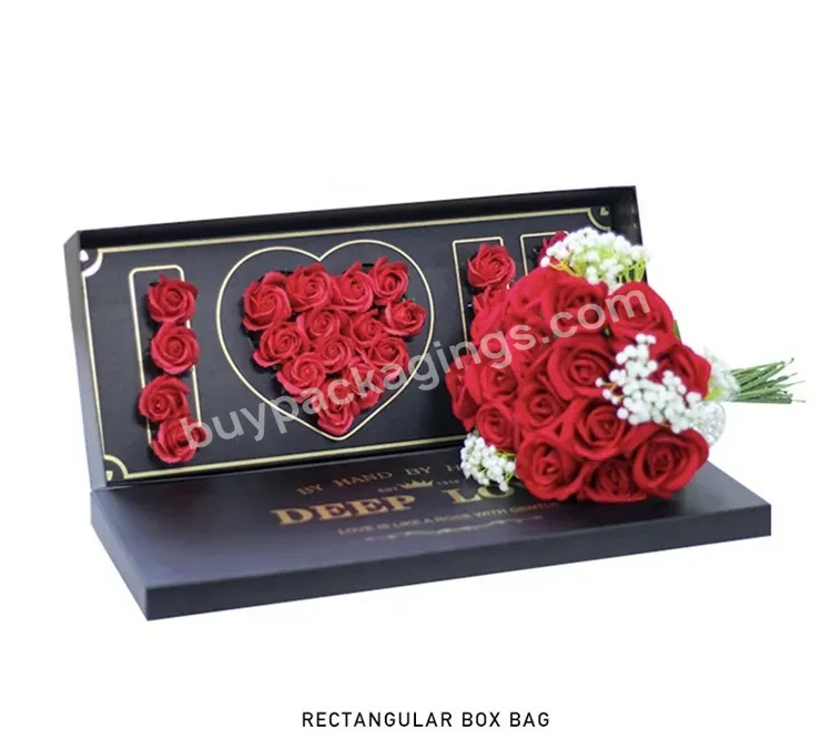 Sim-party Luxury Valentine Large Bouquet Rectangle Preserved Rose Boxes I Love You Flower Gift Box