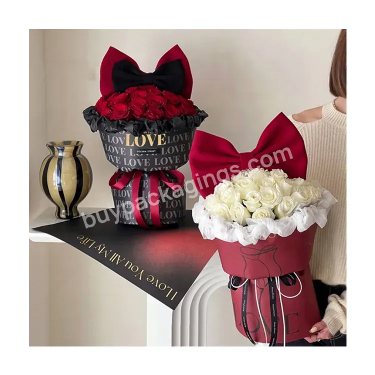 Sim-party Luxury Valentine Red Black Thicker Floral Packing Material Waterproof Flower Bouquet Packaging Wrapping Paper
