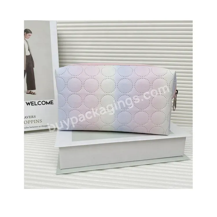 Sim-party Manufacturer Handle Pu Gradient Macaron Square Large Capacity Women's Beauty Cosmetic Bags