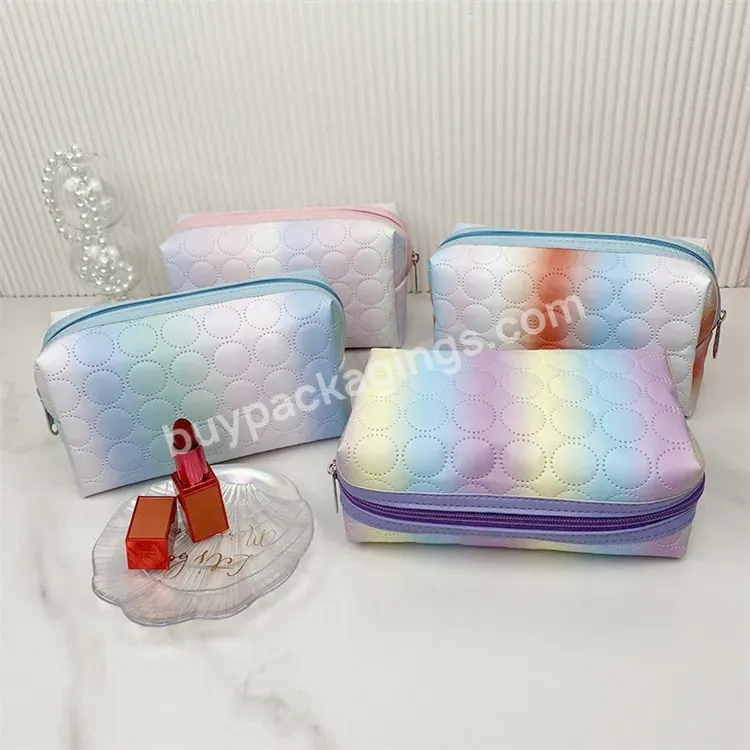 Sim-party Manufacturer Handle Pu Gradient Macaron Square Large Capacity Women's Beauty Cosmetic Bags - Buy Women's Beauty Cosmetic Bags,Gradient Macaron Bag,Pu Shiny Cosmetic Bag.