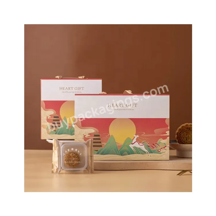 Sim-party Mid-autumn Paper Pastry Baking Handle 4 6 Egg Yolk Puff Luxury Gift Boxes Box Of Moon Cake