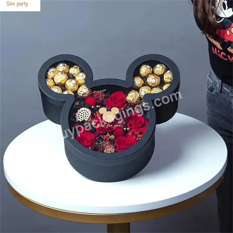 Sim-party Mini Pink Floral Cookie Soap Transparent Candy Rose Gift Boxes Mickey Mouse Flower Box