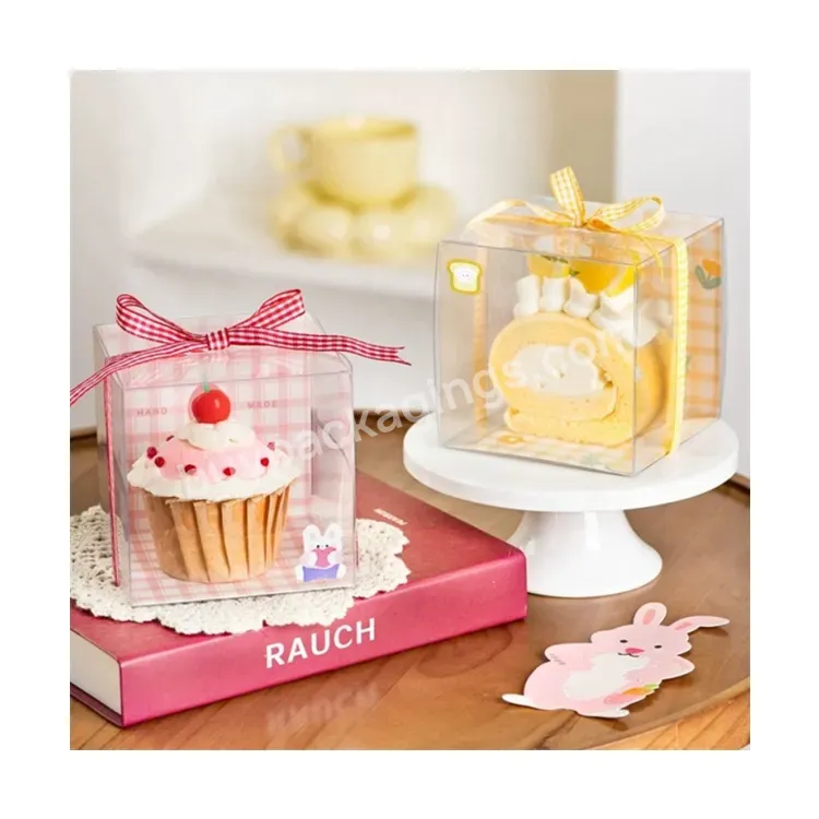 Sim-party Mini Swiss Roll 10x10x10 Single Cupcake Boxes Plastic Transparent Cake Box Packaging For Gift