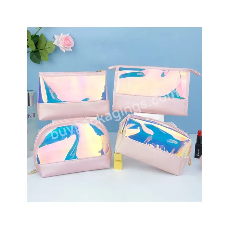 Sim-party Multiple Size Women Dresser Table Storage Bag Polyester Plastic Holographic Cosmetic Bag