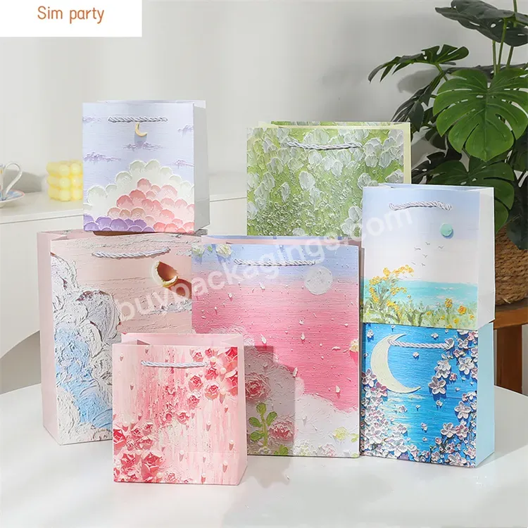 Sim-party New Design Romantic Unique Artistic Perfume Clothing Colorful Gift Bag Paper Bags Shopping Bags