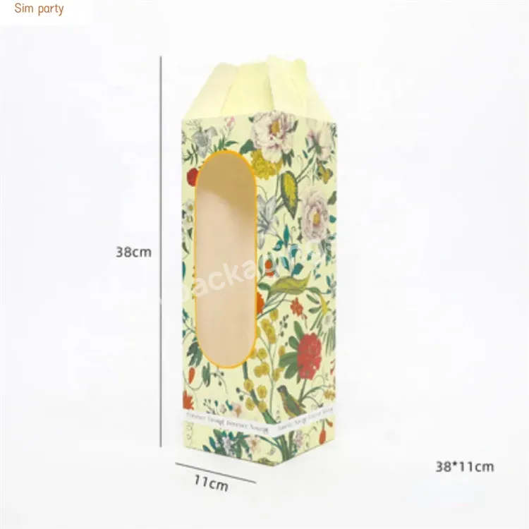 Sim-party New Luxury Folding Window Florist Handle Pink Retro Bouquet Gift Boxes Flower Box Paper