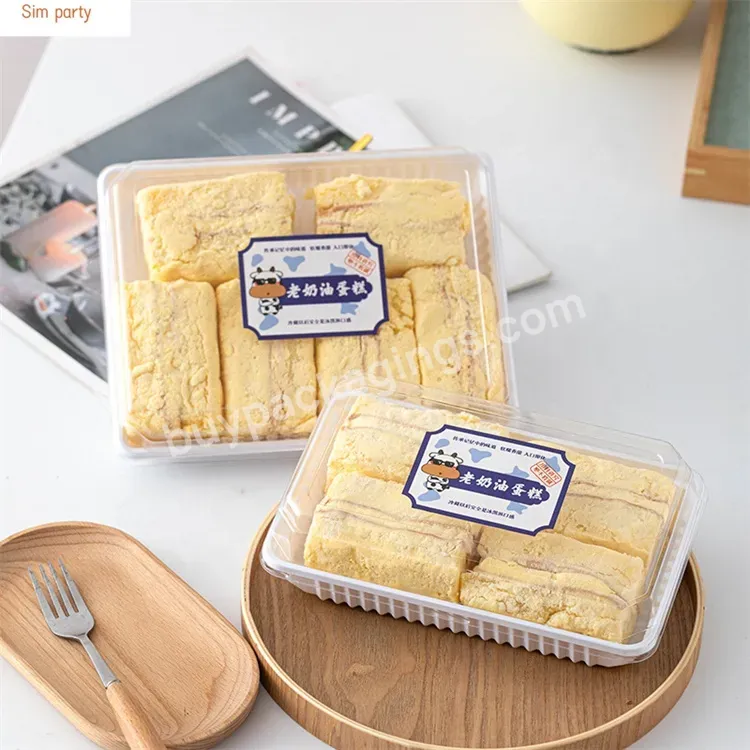 Sim-party New Rectangle Pastry Bakery Clear Lid Puff Dessert Packaging Plastic Cake Box Making Machine