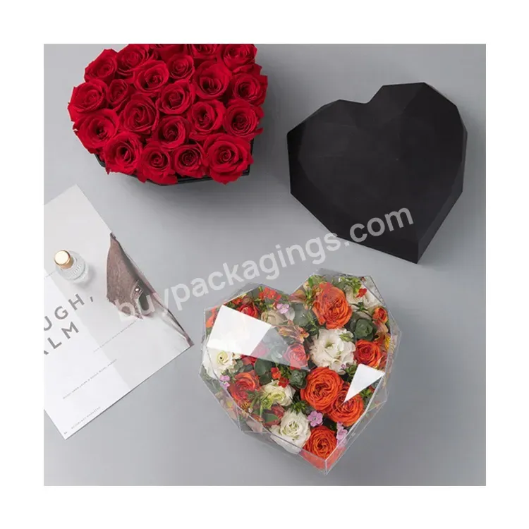 Sim-party Nice Acrylic Bouquet Arrangement Favor Rose Valentine's Day Gift Boxes Heart Shape Flower Box