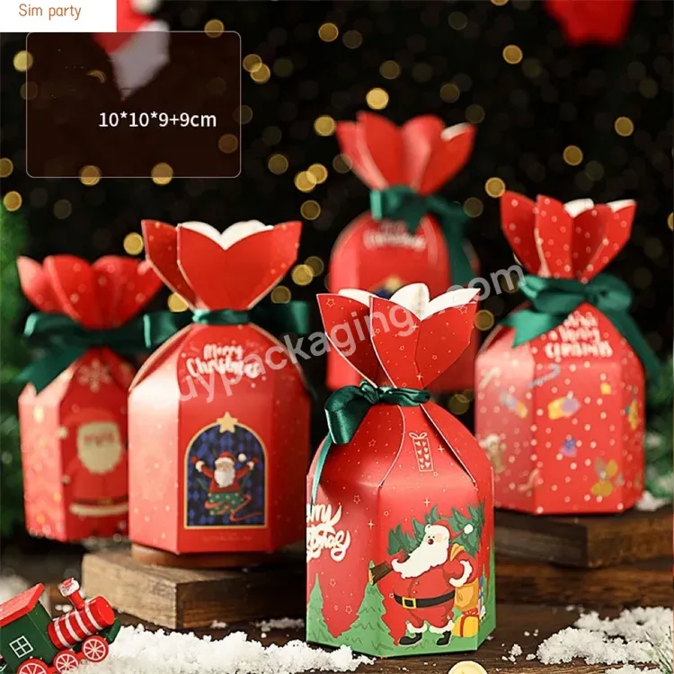 Sim-party Nougat Gift Red Santa Paper Candy Box Christmas Boxes For Cookie And Sweets With Chocolate