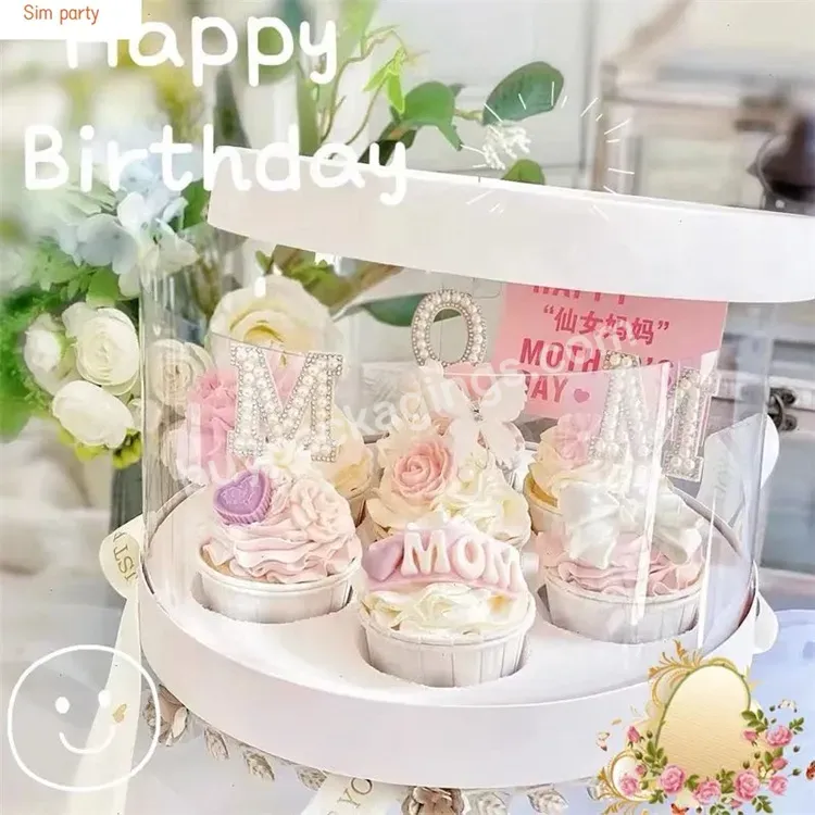 Sim-party Pop Clear Pastry Party Round Double Layer Cupcake Box Tall Cake Boxes For Tiered Cakes