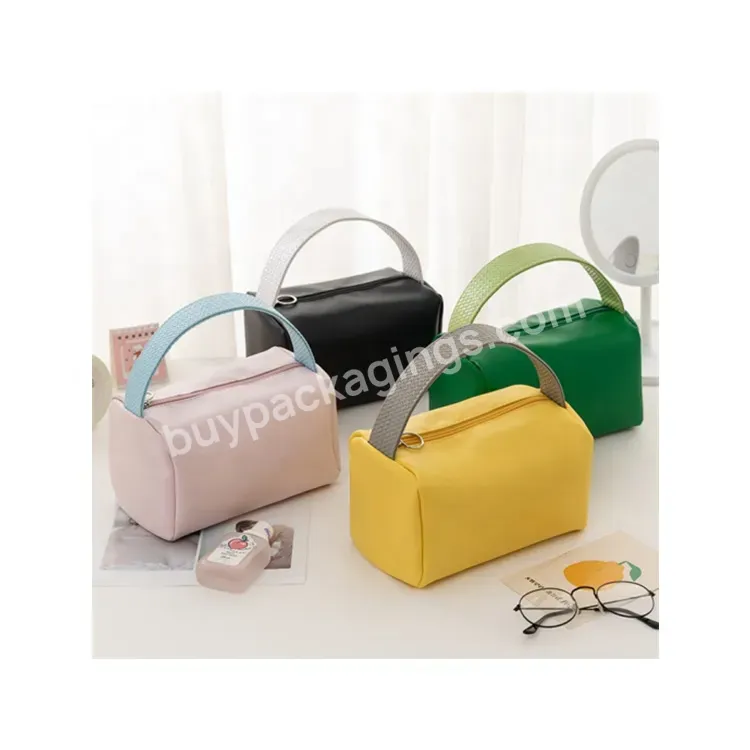 Sim-party Portable Summer Travel Makeup Tool Storage Toiletry Bag With Handle Genuine Leather Cosmetic Bags