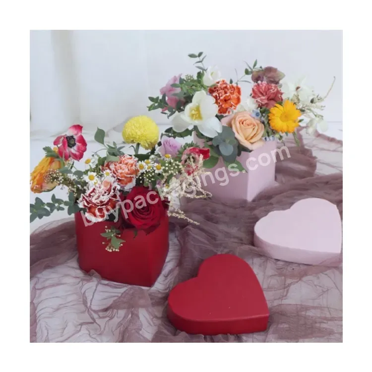 Sim-party Preserved Flowers Gift Red Pink Bouquet Bucket Design Paper Gift Rose Heart Boxes Flower Boxes